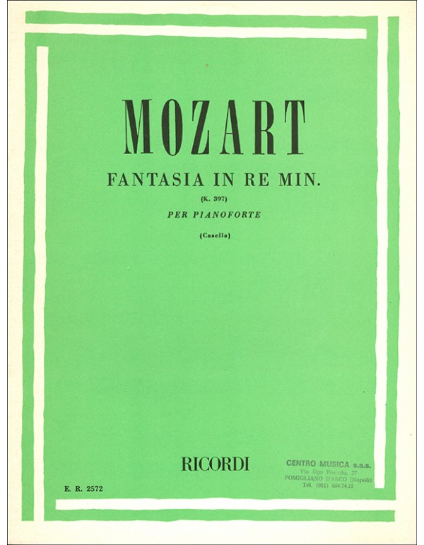 FANTASIE IN RE MINORE K. 397 PER PIANOFORTE - MOZART