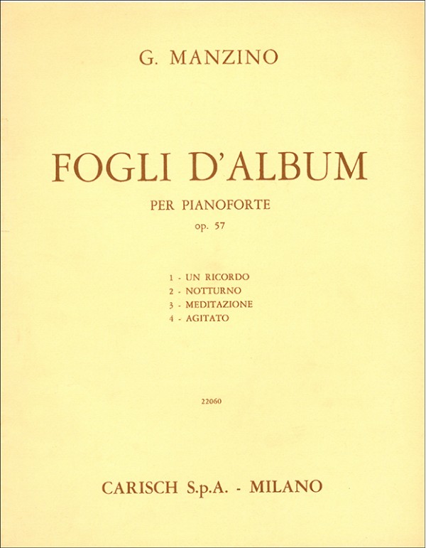 FOGLI D' ALBUM OPUS 57 PER PIANOFORTE - MANZINO