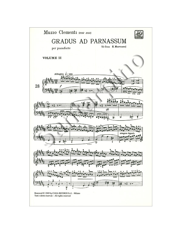 GRADUS AD PARNASSUM PER PIANOFORTE VOLUME II - CLEMENTI