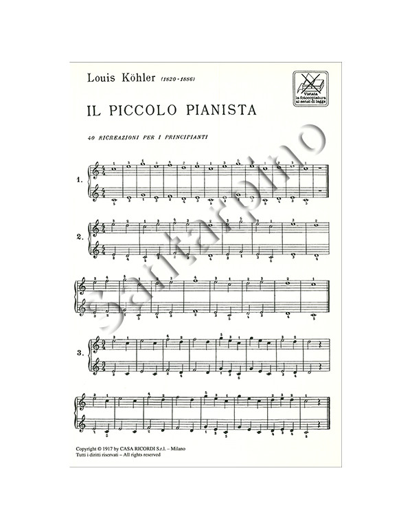 IL PICCOLO PIANISTA OP.189 - LOUIS KOHLER