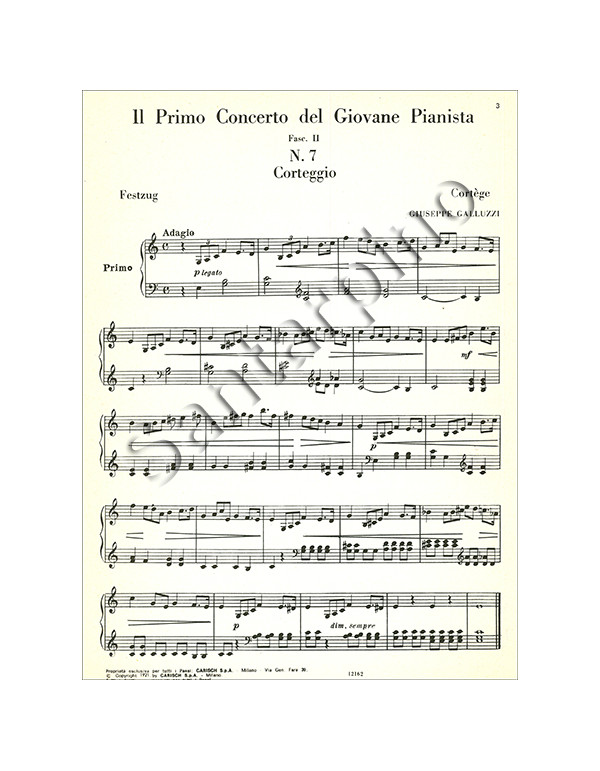 IL PRIMO CONCERTO PER PIANOFORTE FASCICOLO II - GALLUZZI