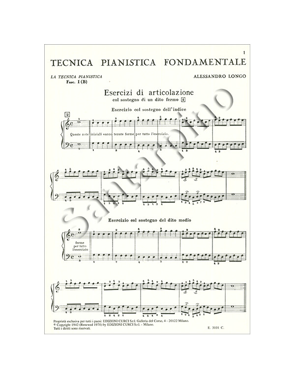 LA TECNICA PIANISTICA FASCICOLO I(B) - ALESSANDRO LONGO