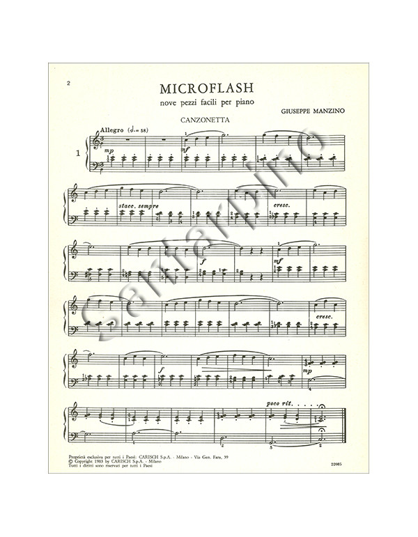MICROFLASH PER PIANOFORTE - MANZINO