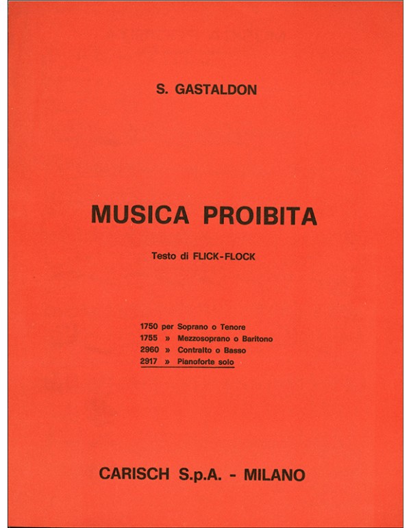 MUSICA PROIBITA PIANOFORTE SOLO - GASTALDON