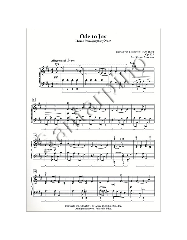 ODE TO JOY OPUS 125 FOR PIANO - BEETHOVEN