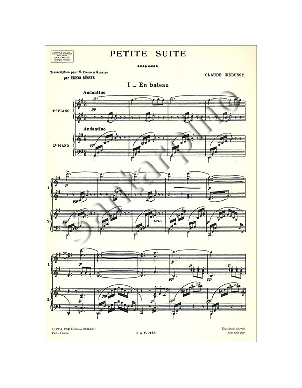 PETITE SUITE PER DUE PIANOFORTI - C. DEBUSSY