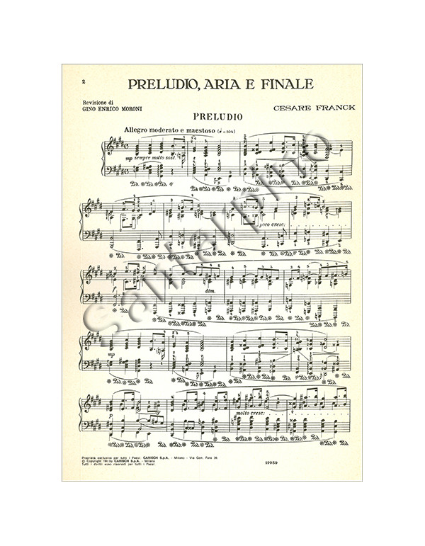 PRELUDIO, ARIA E FINALE PER PIANOFORTE - FRANCK CESAR