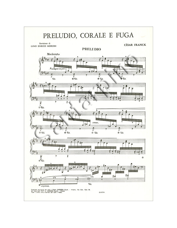 PRELUDIO, CORALE E FUGA PER PIANOFORTE - FRANCK CESAR