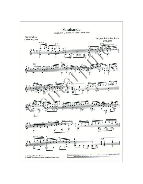 SARABANDE PER CHITARRA BWV 997 - BACH