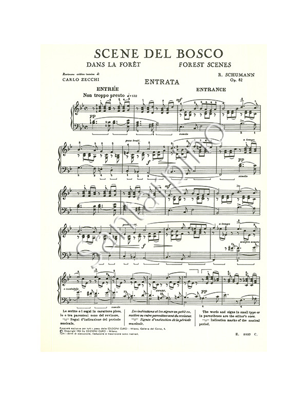 SCENE DEL BOSCO OP.82 PER PIANOFORTE - SCHUMANN
