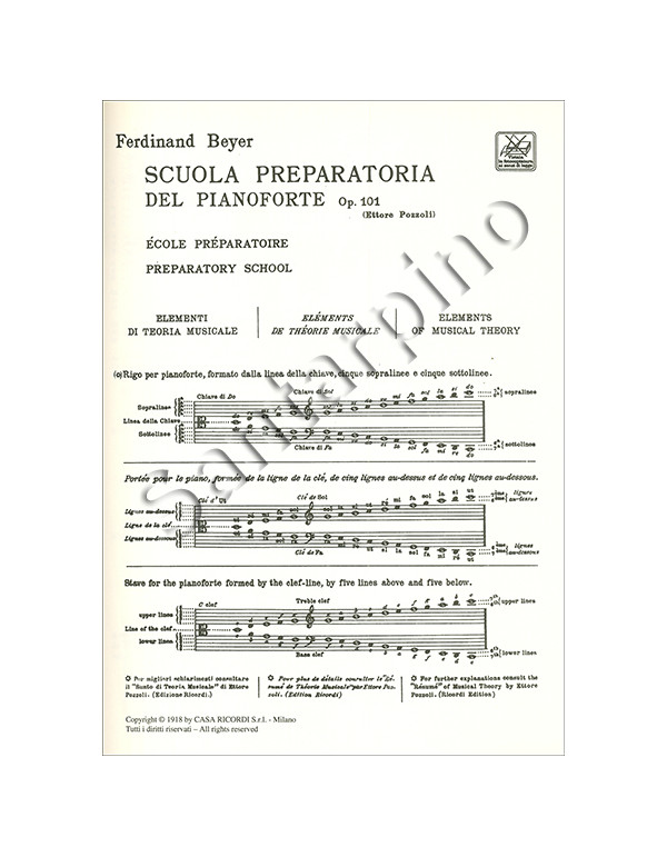 SCUOLA PREPARATORIA DEL PIANOFORTE - BEYER