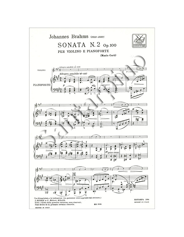 SONATA N.2 OP.100 - JOHANNES BRAHMS