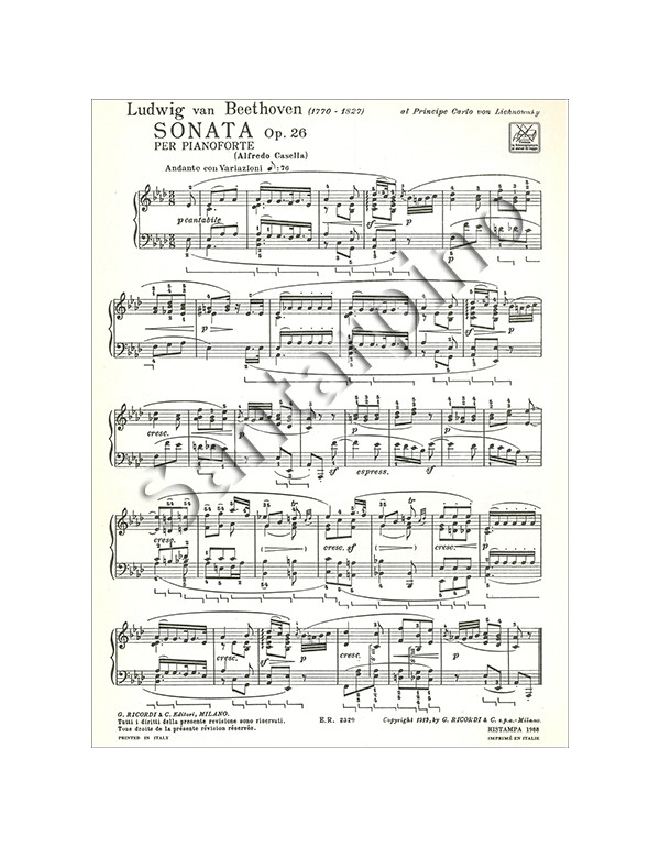 SONATA OPUS 26 PER PIANOFORTE - BEETHOVEN