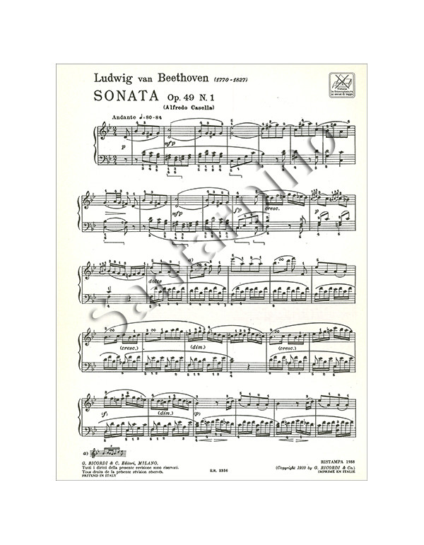 SONATA OPUS 49 NUMERO 1 PER PIANOFORTE - BEETHOVEN