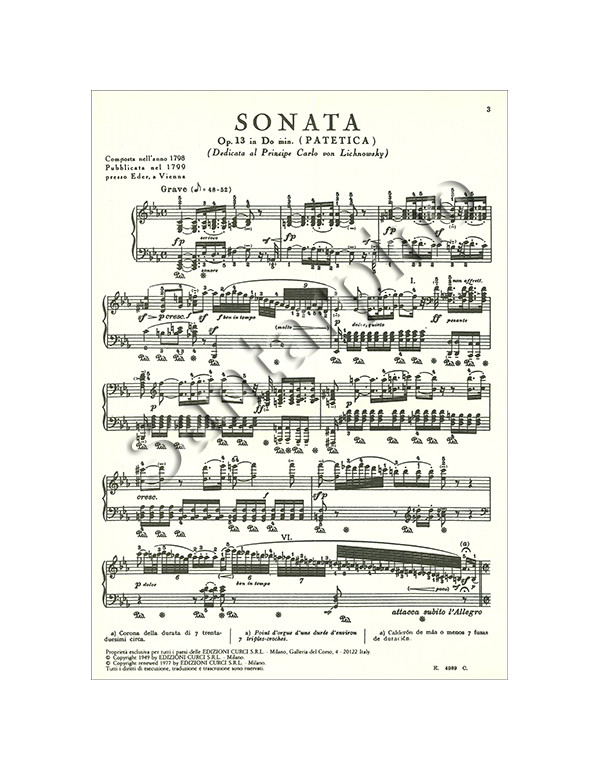 SONATA PER PIANOFORTE OPUS 13 IN Do MINORE "PATETICA" - BEETHOVEN