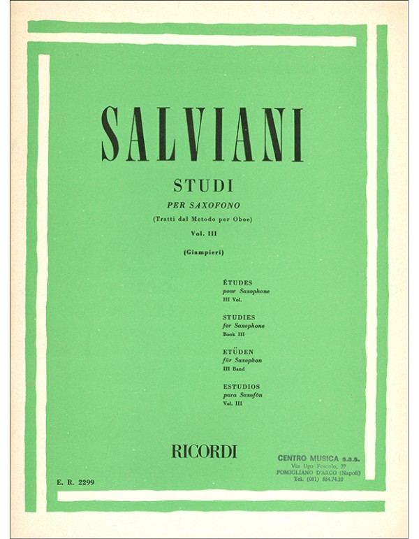 STUDI PER SAXOFONO VOLUME III - SALVIANI