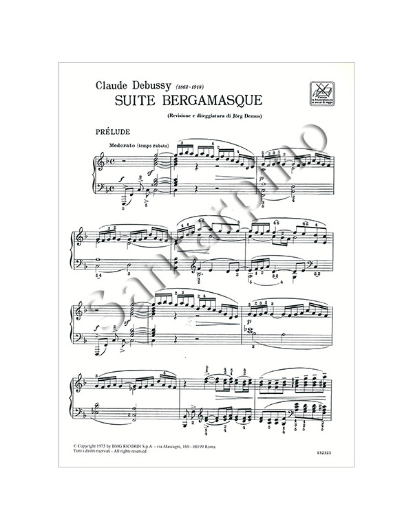 SUITES BERGAMASQUE PER PIANOFORTE - C. DEBUSSY