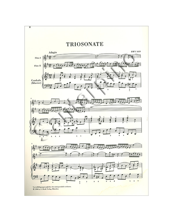 TRIOSONATE FUR ZWEI FLOTEN UND CONTINUO G-DUR BWV 1039 - BACH