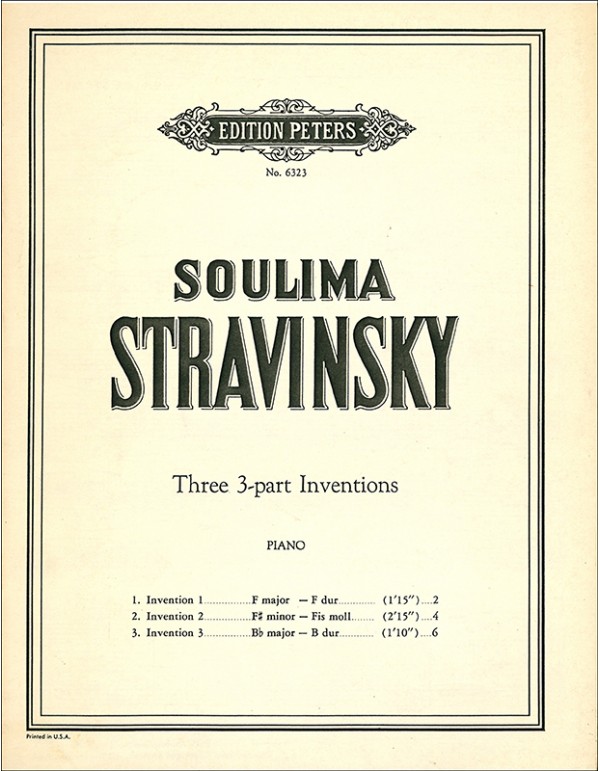 THREE 3-PART INVENTIONS FOR PIANO - STRAVINSKY