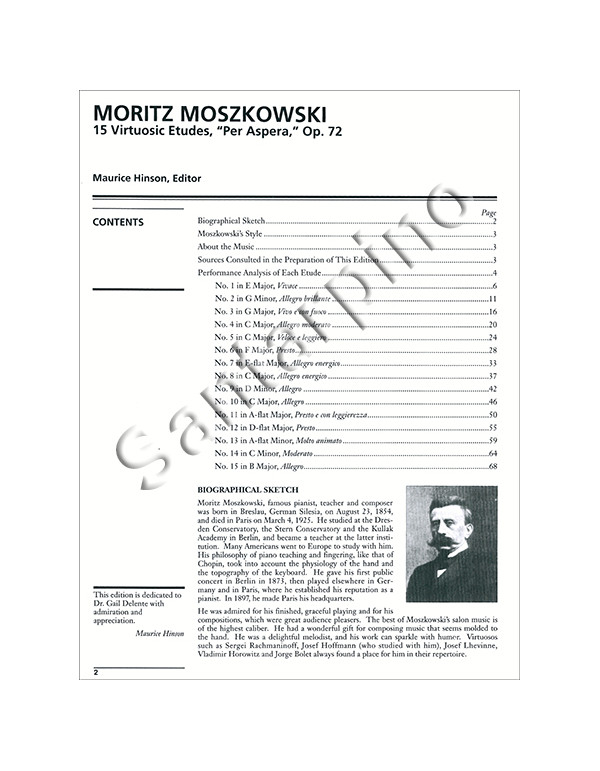 15 Etudes De Virtuosité, Op. 72 Piano MOSZKOWSKI