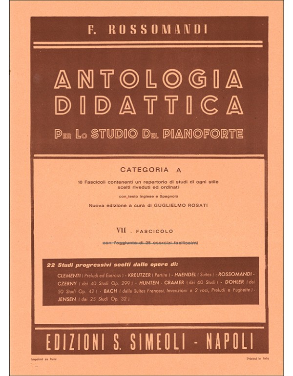 ANTOLOGIA DIDATTICA CATEGORIA A PER PIANOFORTE FASCICOLO 7 - ROSSOMANDI