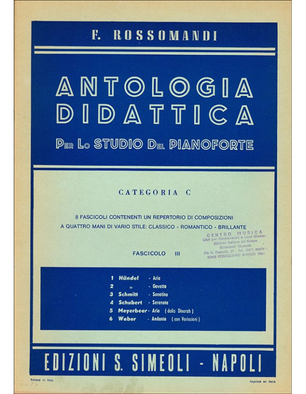 ANTOLOGIA DIDATTICA CATEGORIA C PER PIANOFORTE FASCICOLO 3 - ROSSOMANDI