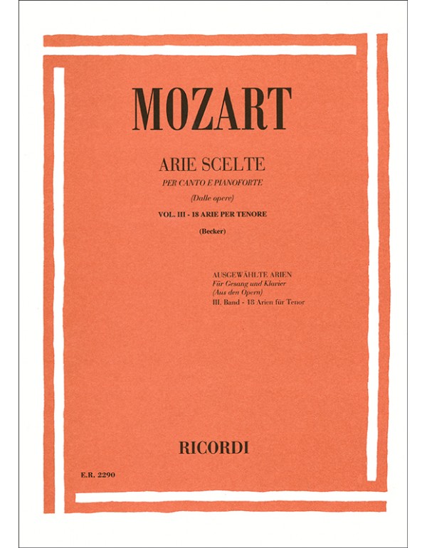ARIE SCELTE PER CANTO E PIANOFORTE VOLUME III - MOZART