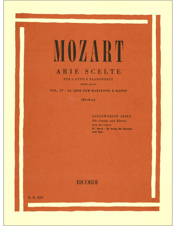 ARIE SCELTE PER CANTO E PIANOFORTE VOLUME IV - MOZART