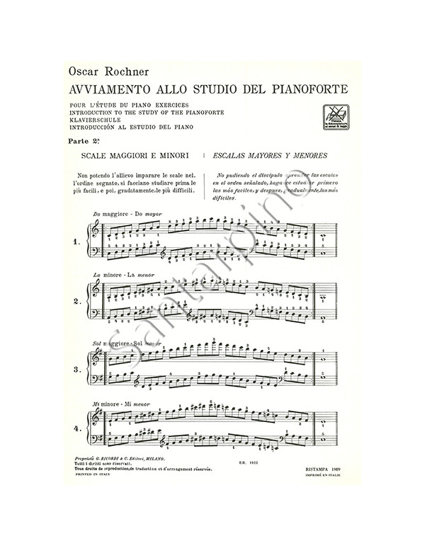AVVIAMENTO ALLO STUDIO DEL PIANOFORTE PARTE II - ROCHNER