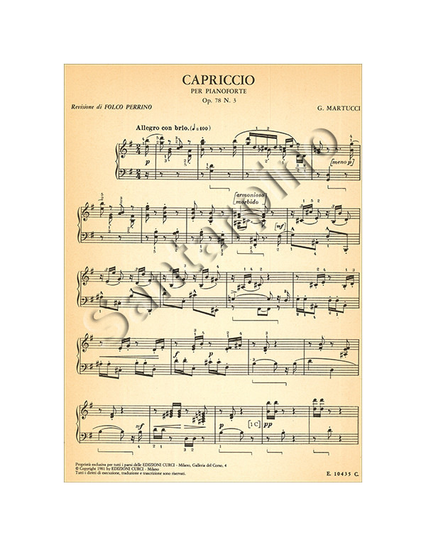 CAPRICCIO OP.78 N.3 PER PIANOFORTE - GIUSEPPE MARTUCCI