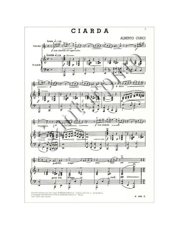 CIARDA PER VIOLINO E PIANOFORTE - ALBERTO CURCI