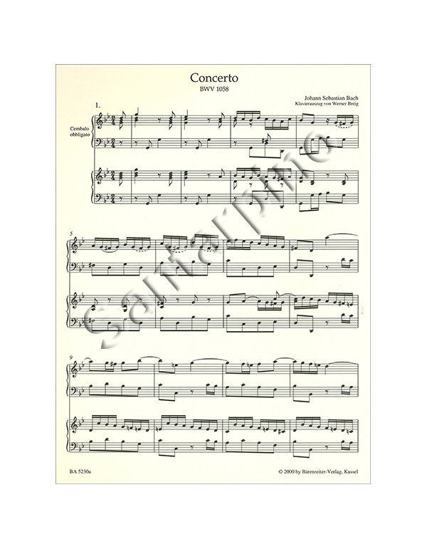 CONCERTO IN G-MOLL FUR CEMBALO UND STREICHER BWV 1058 - BACH