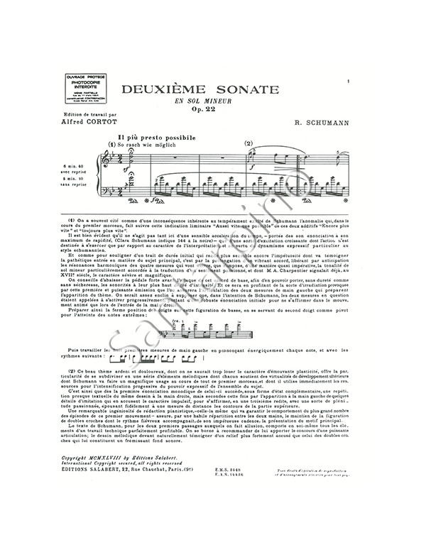 DEUXIEME SONATE IN SOL MINORE OP.22 POUR PIANO - SCHUMANN