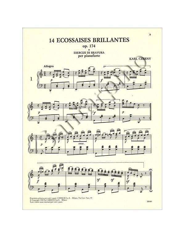 ECOSSAISES BRILLANTES OP. 174 PER PIANOFORTE - CZERNY