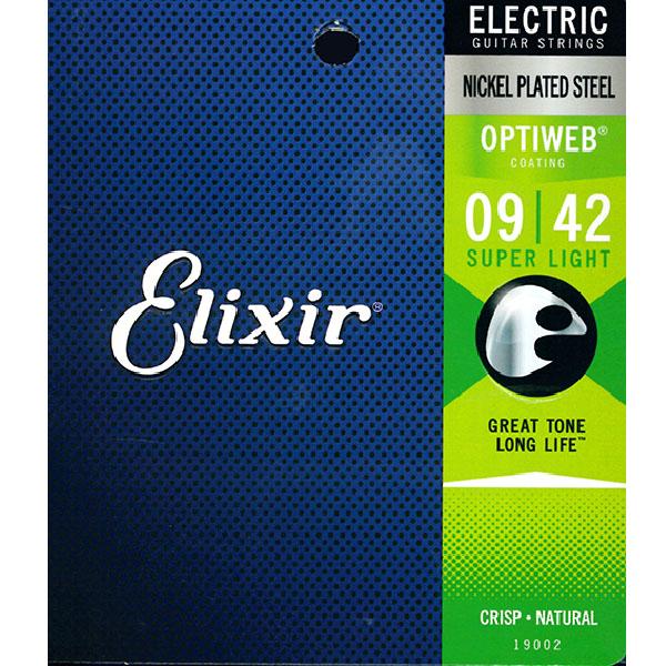 ELIXIR ELECTRIC NICKEL PLATED STEEL OPTIWEB 09-42 SUPER LIGHT