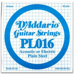 CORDA PER CHITARRA ELETTRICA O ACUSTICA D'ADDARIO PL 016 PLAIN STEEL AUDIO VID