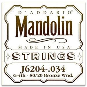 CORDA D'ADDARIO PER MANDOLINO J6204-.034 G-4th 80/20 BRONZE WOUND