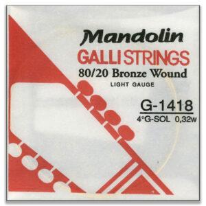 CORDA PER MANDOLINO GALLISTRINGS 80/20 BRONZE WOUND LIGHT GAUGE G-1418 4° G-
