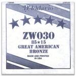 CORDA PER CHITARRA ACUSTICA FOLK ZW 030 D' ADDARIO 85/15 GREAT AMERICAN BRONZ