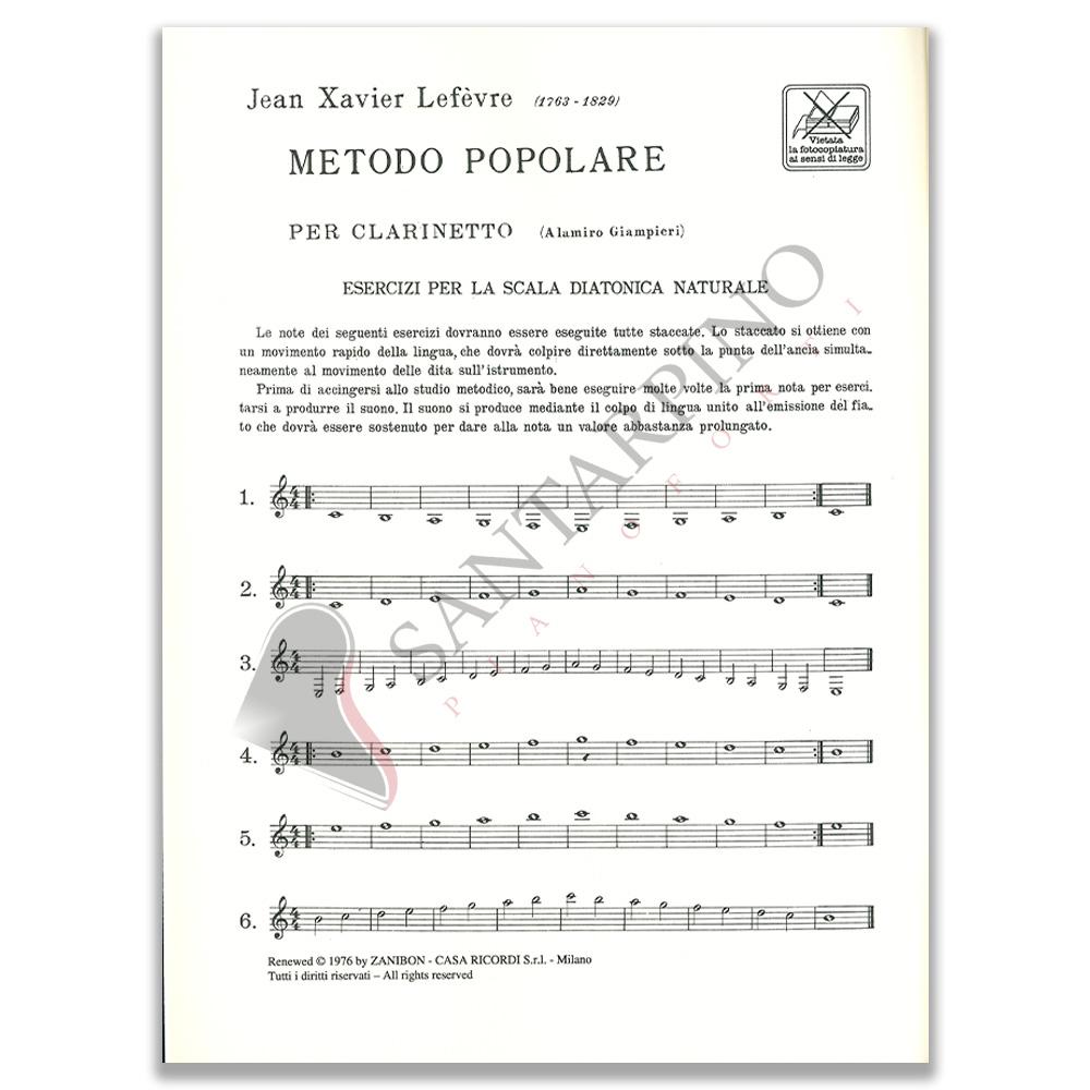 Metodo popolare per clarinetto Jean-Xavier Lefèvre