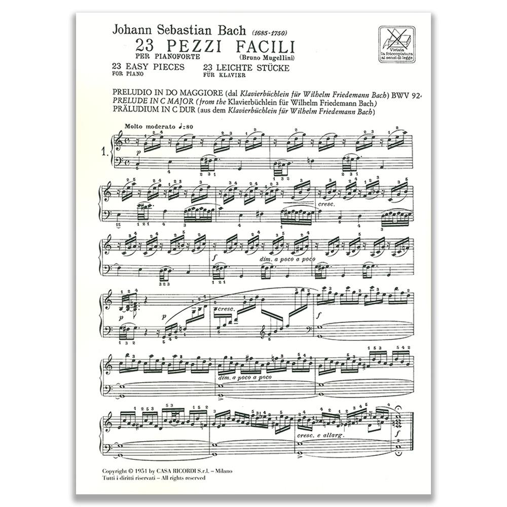 Bach 23 Pezzi Facili per Pianoforte con audio online
