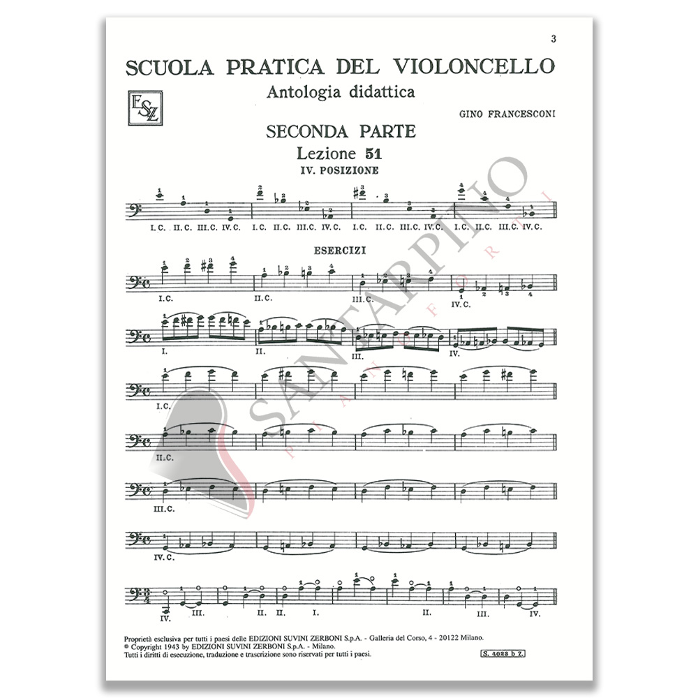 Francesconi Scuola Pratica del Violoncello Vol. 2 Suvini Zerboni