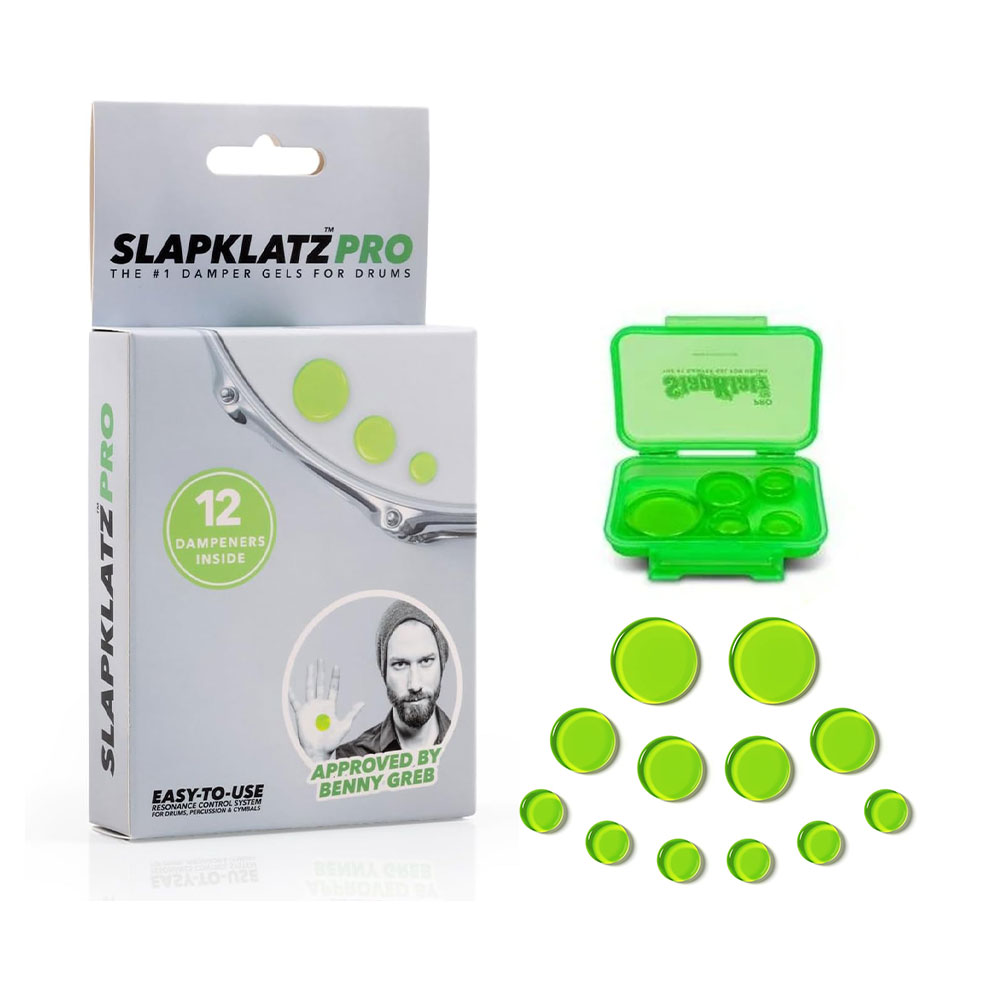 SlapKlatz SLAP-PRO-AG Kit Sordine Gel per Batteria Pro Verde 12 Pad