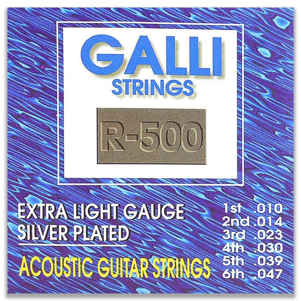Galli R-500 Corde per Chitarra Acustica Extra Light Silverplated 010-047